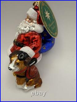 Christopher Radko Santa's Best Friend Glass Ornament 6 -Santa&Dog withbox+tag