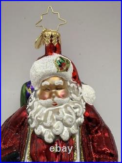 Christopher Radko Santa's Best Friends Glass Ornament 6 Santa withDog&Cat+Box
