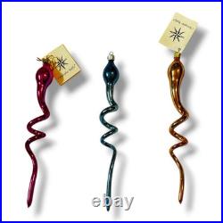 Christopher Radko Serpent 87-038-0 Set Of 3 Blown Glass Twist Ornament