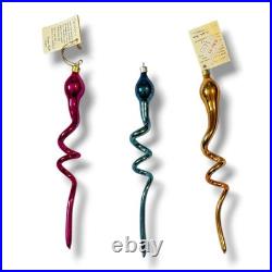 Christopher Radko Serpent 87-038-0 Set Of 3 Blown Glass Twist Ornament