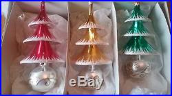 Christopher Radko Set Of 3 Elegant Evergreens Glass Christmas Ornaments