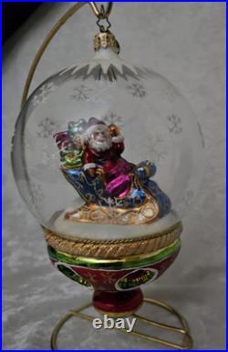 Christopher Radko Sleighride Supreme 7.5 Ornament Santa Snowglobe 2004