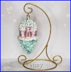 Christopher Radko Snow Castle Glass Christmas Ornament 7 RETIRED