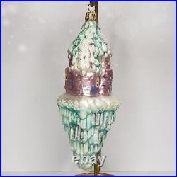 Christopher Radko Snow Castle Glass Christmas Ornament 7 RETIRED