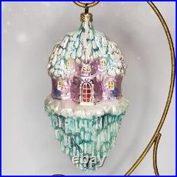 Christopher Radko Snow Castle Glass Christmas Ornament 7 RETIRED