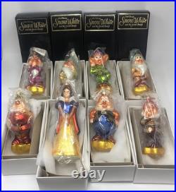 Christopher Radko Snow White & The Seven Dwarfs 8 Blown Glass Ornaments 1997