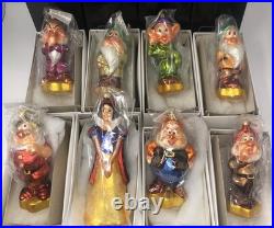 Christopher Radko Snow White & The Seven Dwarfs 8 Blown Glass Ornaments 1997