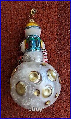 Christopher Radko Snowman Astronaut On Moon, 6.5 Rare