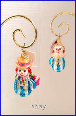 Christopher Radko Snowmittens Gem Snowman RARE SET OF 2