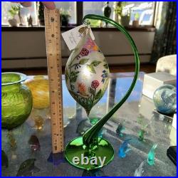 Christopher Radko Spring Fever 7 Ornament With 12 Green Glass Radko Stand