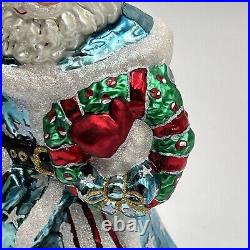 Christopher Radko Stars And Strips Santa Glass Christmas Ornament 9 RETIRED