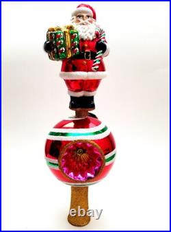 Christopher Radko Sweet Reflections Finial #1016871 Santa On Striped Reflector