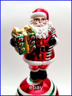 Christopher Radko Sweet Reflections Finial #1016871 Santa On Striped Reflector