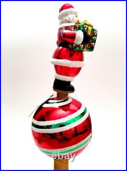 Christopher Radko Sweet Reflections Finial #1016871 Santa On Striped Reflector