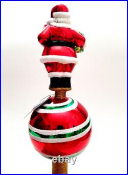 Christopher Radko Sweet Reflections Finial #1016871 Santa On Striped Reflector