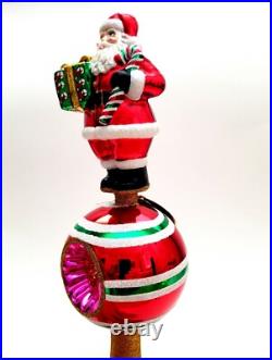 Christopher Radko Sweet Reflections Finial #1016871 Santa On Striped Reflector
