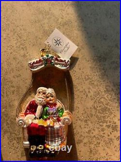 Christopher Radko Swinging Memories Santa & Mrs Claus Glass Ornament 9 NEW
