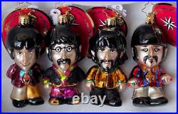 Christopher Radko THE BEATLES Little Gems Ornaments John Paul Ringo George Set 4