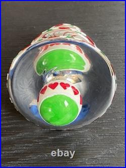 Christopher Radko TRIM TWIST TREE HEART Glass Ornament 7 Peppermint withBox