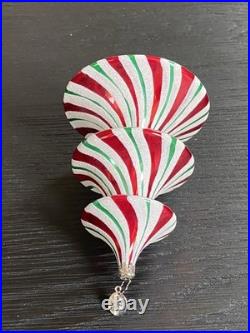 Christopher Radko TRIM TWIST TREE HEART Glass Ornament 7 Peppermint withBox