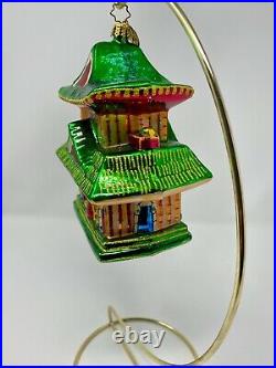 Christopher Radko Tea House Temple Pagoda Glass Ornament 1011580
