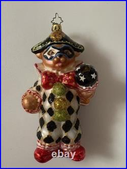 Christopher Radko Teddy Masquerade blown glass Christmas ornament, Preowned