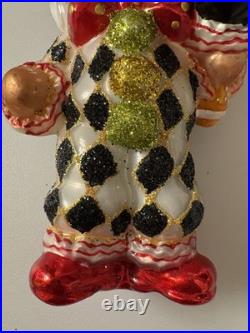 Christopher Radko Teddy Masquerade blown glass Christmas ornament, Preowned