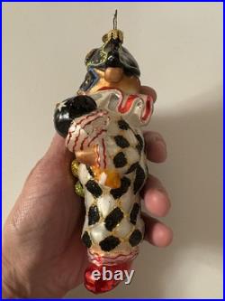 Christopher Radko Teddy Masquerade blown glass Christmas ornament, Preowned