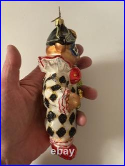 Christopher Radko Teddy Masquerade blown glass Christmas ornament, Preowned