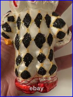 Christopher Radko Teddy Masquerade blown glass Christmas ornament, Preowned