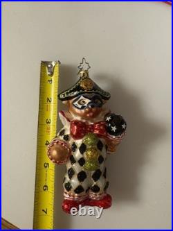 Christopher Radko Teddy Masquerade blown glass Christmas ornament, Preowned