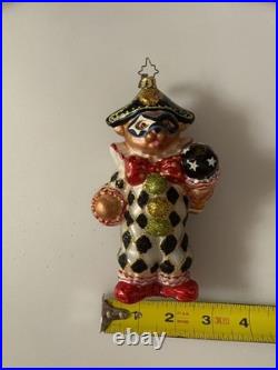 Christopher Radko Teddy Masquerade blown glass Christmas ornament, Preowned