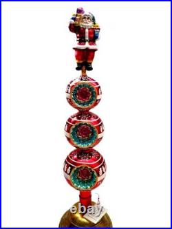 Christopher Radko Treasure Stack Finial #3010865 Santa On Theee Reflectors