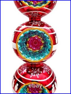 Christopher Radko Treasure Stack Finial #3010865 Santa On Theee Reflectors