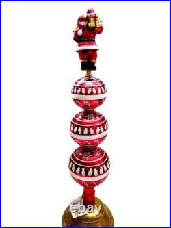 Christopher Radko Treasure Stack Finial #3010865 Santa On Theee Reflectors