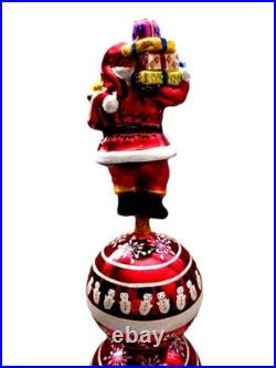 Christopher Radko Treasure Stack Finial #3010865 Santa On Theee Reflectors