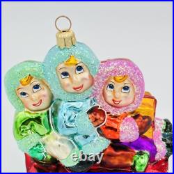 Christopher Radko Triple The Fun Glass Christmas Ornament 5 RARE VTG