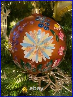 Christopher Radko Vintage English Garden Ball Glass Ornament