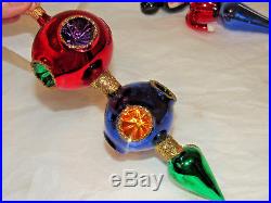 Christopher Radko Vintage Triple Drop ornament. 9 colorful reflector indents