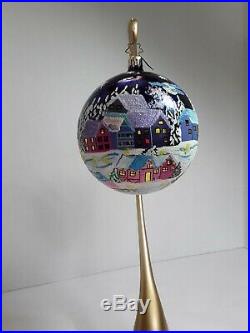 Christopher Radko WINTER VIEW 02-0465-0 beautiful Blue glass ornament 4 ball