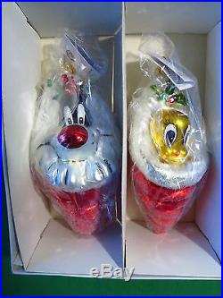 Christopher Radko Warner Bros Bugs Taz Slyvester Tweety Stocking Ornaments LE