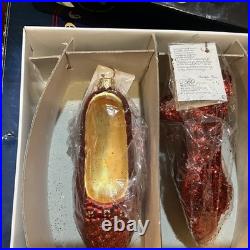 Christopher Radko Wizard Of Oz Blown Glass Ornaments RUBY SLIPPERS (Pair) In Box