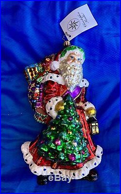 Christopher Radko Wonderful Wanderer Vintage Santa Ornament Beautiful and Big
