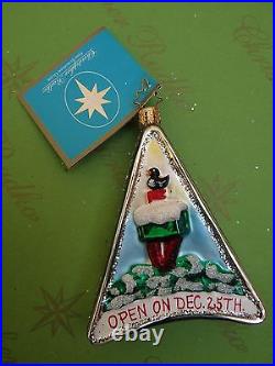 Christopher Radko XMas Tags Christmas Tree and Seabird Glass Ornament
