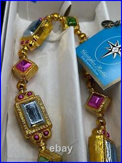 Christopher Radko YULE'S JEWELS Gold Jewel Tone Glass Garland 1012417 w Box