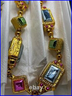 Christopher Radko YULE'S JEWELS Gold Jewel Tone Glass Garland 1012417 w Box