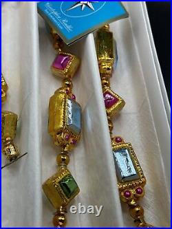 Christopher Radko YULE'S JEWELS Gold Jewel Tone Glass Garland 1012417 w Box