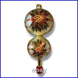 Christopher Radko glass 8 ornament DOUBLE WINTER STAR BLOSSOM poinsettia ball