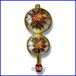 Christopher Radko glass 8 ornament DOUBLE WINTER STAR BLOSSOM poinsettia ball