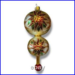 Christopher Radko glass 8 ornament DOUBLE WINTER STAR BLOSSOM poinsettia ball